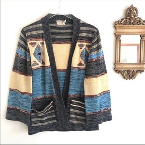VINTAGE Southwestern Boho knit cardigan sweater M